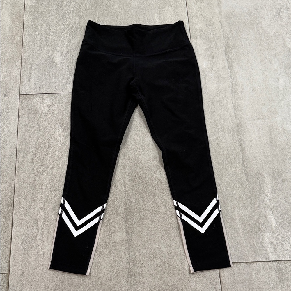 Mondetta Black Leggings with White Chevron Accent